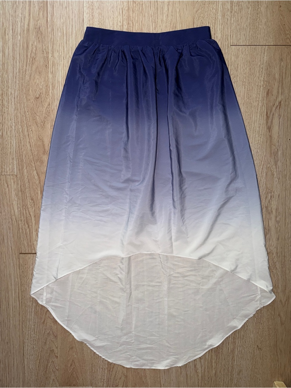 Ombre High-Low Midi Skirt Blue to White